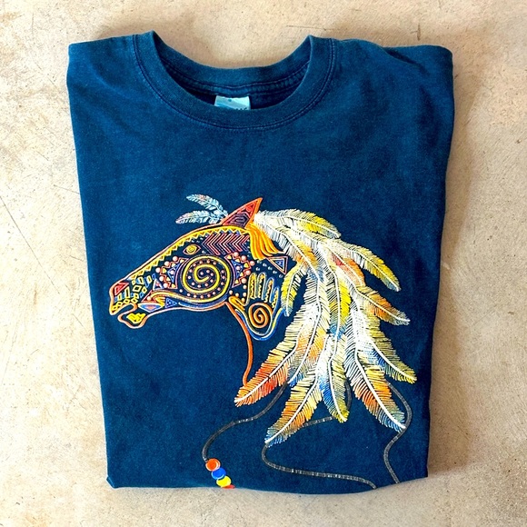 Y2K Native Inspired Horse Art Shirt Short Sleeve - Picture 2 of 4